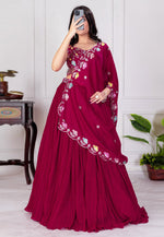 Load image into Gallery viewer, Maroon Faux Georgette Circular Lehenga Choli