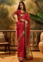 Load image into Gallery viewer, Maroon Khadi Saree With Blouse