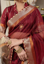 Load image into Gallery viewer, Maroon Linen Saree With Blouse