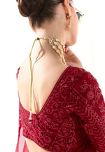 Load image into Gallery viewer, Maroon Organza Saree With Blouse