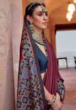 Load image into Gallery viewer, Maroon Silk Saree With Blouse
