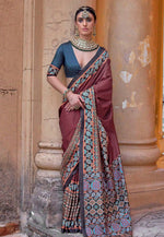 Load image into Gallery viewer, Maroon Silk Saree With Blouse