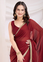 Load image into Gallery viewer, Maroon Silk Saree With Blouse