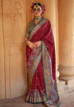 Load image into Gallery viewer, Maroon Silk Saree With Blouse