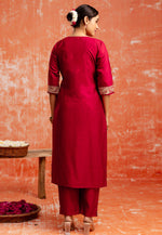 Load image into Gallery viewer, Maroon Viscose Rayon Readymade Pant Style Suit
