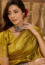 Load image into Gallery viewer, Mehndi Banarasi Jacquard Saree With Blouse