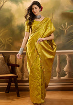 Load image into Gallery viewer, Mehndi Banarasi Jacquard Saree With Blouse