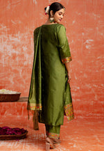 Load image into Gallery viewer, Mehndi Cotton Silk Readymade Pant Style Suit
