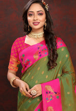 Load image into Gallery viewer, Mehndi Silk Paithani Saree