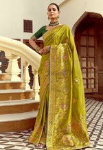 Load image into Gallery viewer, Mehndi Silk Saree With Blouse