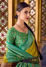 Load image into Gallery viewer, Mehndi Silk Saree With Blouse