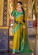 Load image into Gallery viewer, Mehndi Silk Saree With Blouse