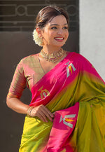 Load image into Gallery viewer, Mehndi Silk Saree With Blouse