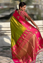 Load image into Gallery viewer, Mehndi Silk Saree With Blouse