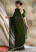 Load image into Gallery viewer, Mehndi Silk Saree With Blouse