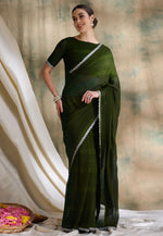 Load image into Gallery viewer, Mehndi Silk Saree With Blouse