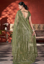 Load image into Gallery viewer, Mehndi Tissue Saree With Blouse