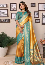 Load image into Gallery viewer, Mustard Banarasi Silk Saree