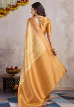 Load image into Gallery viewer, Mustard Banarasi Silk Saree With Blouse