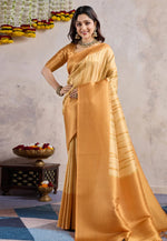 Load image into Gallery viewer, Mustard Banarasi Silk Saree With Blouse
