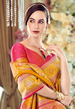 Load image into Gallery viewer, Mustard Banarasi Silk Saree With Blouse