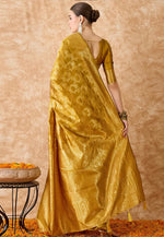 Load image into Gallery viewer, Mustard Banarasi Silk Saree With Blouse