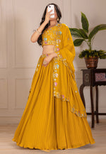 Load image into Gallery viewer, Mustard Faux Georgette Lehenga Choli