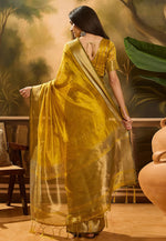 Load image into Gallery viewer, Mustard Khadi Saree With Blouse