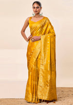 Load image into Gallery viewer, Mustard Satin Silk Saree With Blouse