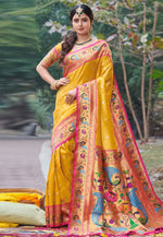 Load image into Gallery viewer, Mustard Silk Paithani Saree