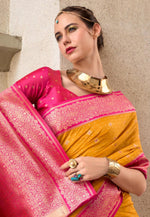 Load image into Gallery viewer, Mustard Silk Saree With Blouse