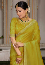 Load image into Gallery viewer, Mustard Viscose Saree With Blouse