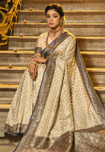 Load image into Gallery viewer, Navy Blue Banarasi Silk Saree With Blouse