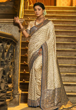 Load image into Gallery viewer, Navy Blue Banarasi Silk Saree With Blouse