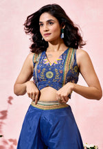 Load image into Gallery viewer, Navy Blue Crepe Jacket Style Suit