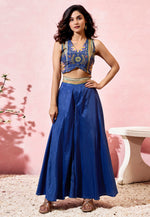 Load image into Gallery viewer, Navy Blue Crepe Jacket Style Suit