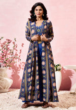 Load image into Gallery viewer, Navy Blue Crepe Jacket Style Suit