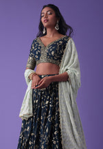 Load image into Gallery viewer, Navy Blue Georgette Circular Lehenga Choli