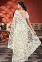 Load image into Gallery viewer, Off White Net Saree With Blouse