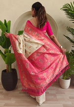Load image into Gallery viewer, Off White Silk Saree With Blouse
