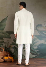 Load image into Gallery viewer, Off White Viscose Rayon Kurta Pajama With Stole