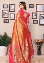 Load image into Gallery viewer, Orange Banarasi Silk Saree