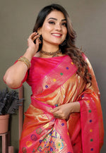Load image into Gallery viewer, Orange Banarasi Silk Saree