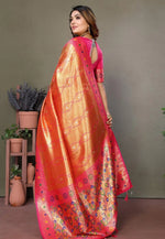 Load image into Gallery viewer, Orange Banarasi Silk Saree
