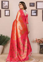 Load image into Gallery viewer, Orange Banarasi Silk Saree