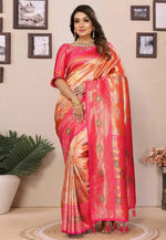 Load image into Gallery viewer, Orange Banarasi Silk Saree