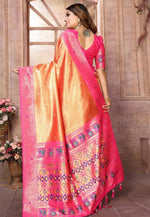 Load image into Gallery viewer, Orange Banarasi Silk Saree With Blouse