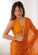 Load image into Gallery viewer, Orange Chiffon Saree With Blouse