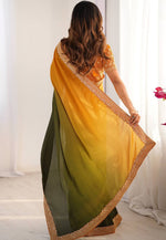 Load image into Gallery viewer, Orange Chinon Silk Saree With Blouse