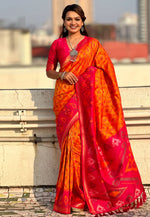 Load image into Gallery viewer, Orange Silk Saree With Blouse